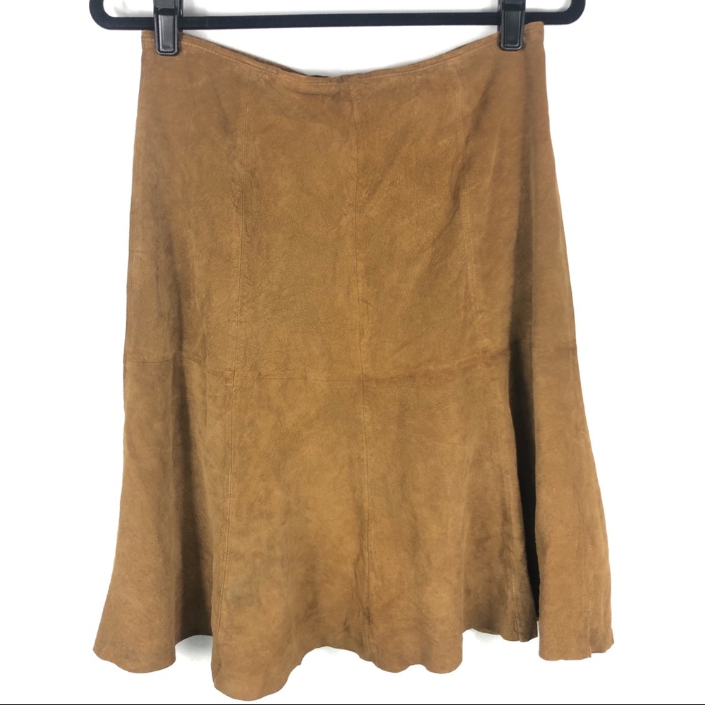Eddie Bauer Suede Midi Skirt in Tan